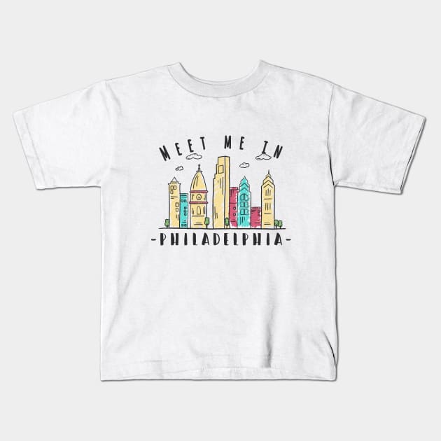 Colorful Philadelphia USA Skyline Kids T-Shirt by LR_Collections